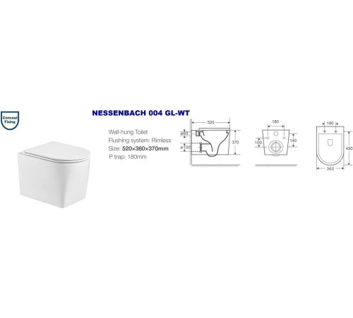 Унитаз подвесной WeltWasser Amberg 506 ST + Nesenbach 004 GL-WT + Amberg RD-CR