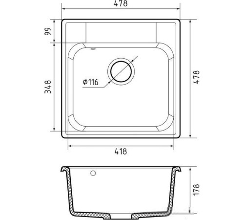 Кухонная мойка GranFest QUARZ GF-Z48 темно-серый