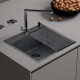Кухонная мойка Roxen Snake 560220-45-BS PVD графит/текстурная поверхность с ролл-матом и дозатором