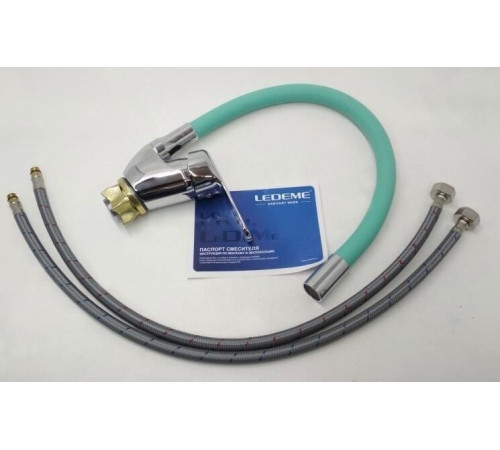 Смеситель Ledeme L4132-11 хром/бирюзовый