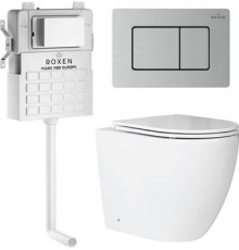 Унитаз приставной Roxen Antares в комплекте с инсталляцией Roxen Attach 5 в 1 968412 кнопка: сатин