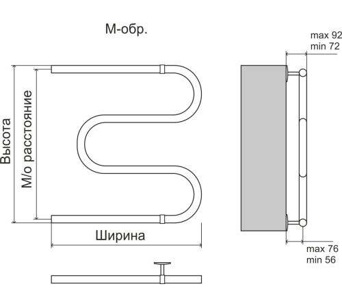 Полотенцесушитель TERMINUS Эконом М-образный Aisi 32 600x500