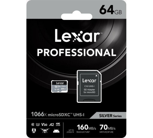 Карта памяти Lexar microSDXC LMS1066064G-BNANG 64GB с адаптером