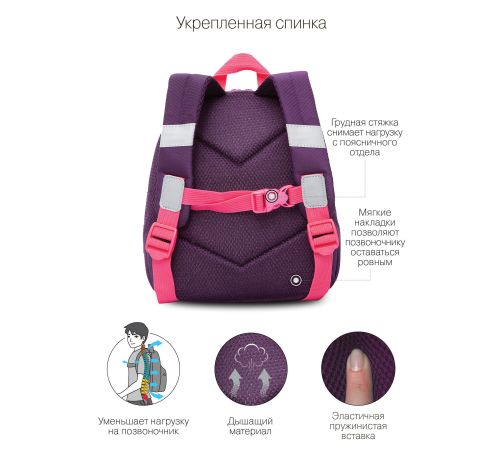 Школьный рюкзак Grizzly RK-280-2 фиолетовый/розовый