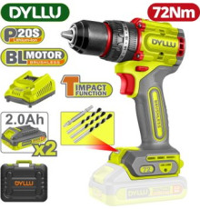 Ударная дрель-шуруповерт Dyllu DTCDP7281 с 2-мя АКБ, кейс