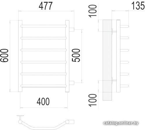 Полотенцесушитель TERMINUS Виктория П6 400x600 бп хром
