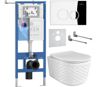 Унитаз подвесной Roxen Vine Tornado в комплекте с инсталляцией StounFix Dual Fresh 6 в 1 979009 кнопка: хром глянцевый