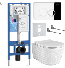 Унитаз подвесной Roxen Vine Tornado в комплекте с инсталляцией StounFix Dual Fresh 6 в 1 979009 кнопка: хром глянцевый