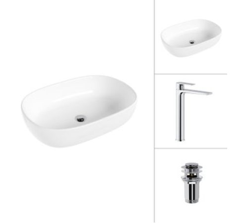 Умывальник Lauter 21836 + Reef 21CK8678C с донным клапаном 21190CH хром