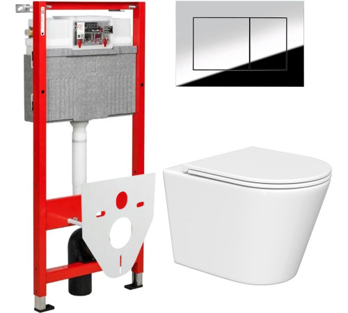 Унитаз подвесной Lauter Longer 2110822 + TECE Kit 9400412 с кнопкой хром