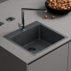 Кухонная мойка Roxen Snake 560220-50-BS 50*48 PVD графит/текстурная поверхность с коландером и дозатором