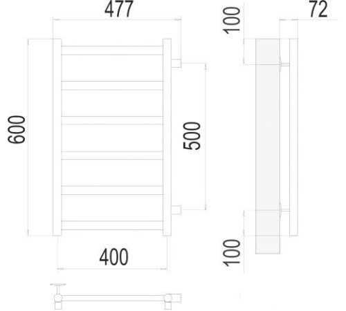 Полотенцесушитель TERMINUS Аврора П6 400x600 бп хром