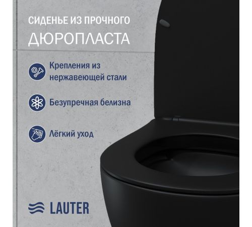 Унитаз подвесной Lauter Sulzdorf + GROHE Solido 38811KF0 + панель GROHE 37131000 черный с микролифтом