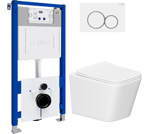 Унитаз подвесной Lauter Square 214903 с кнопкой 219702E круглая, белый