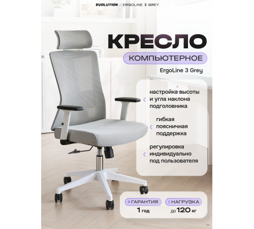 Офисное кресло Evolution ErgoLine 3 серый