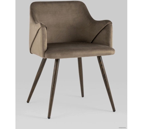 Стул с подлокотниками Stool Group Монарх велюр, коричневый