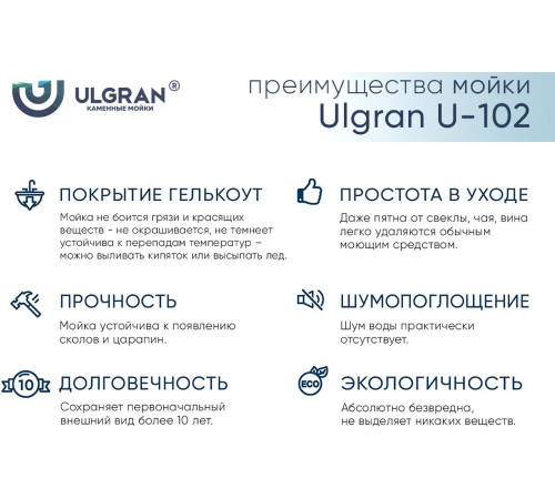 Кухонная мойка Ulgran U-102n 344 ультра-черный