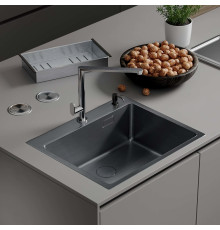 Кухонная мойка Roxen Simple 560220-60B PVD графит с коландером и дозатором