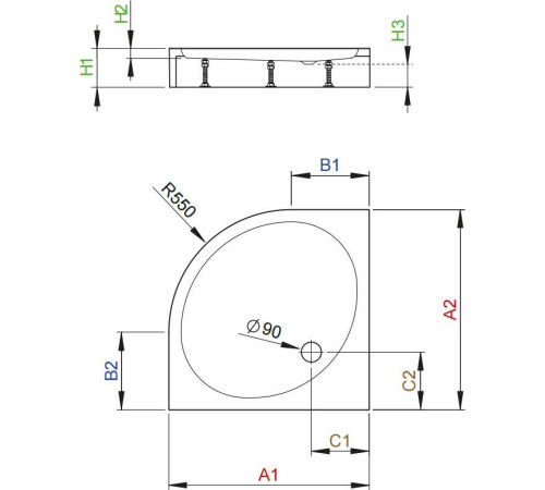 Душевой поддон Radaway Patmos A Compact 90x90 [4S99155-05]