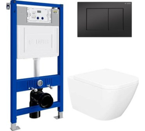 Унитаз подвесной Lauter Nuremberg 21811 + 21901001 белый, с кнопкой смыва 219704J черный