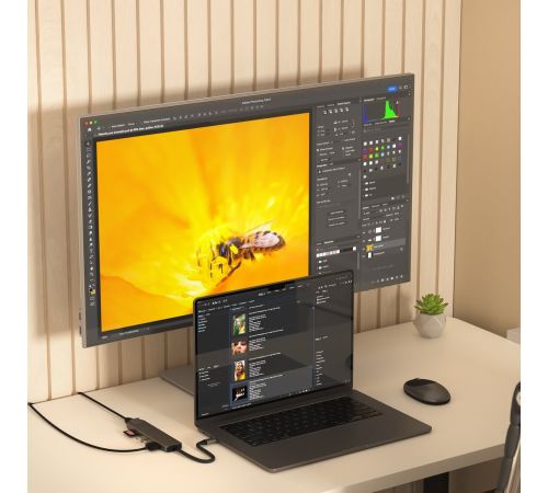 Док-станция Satechi 7-in-1 USB-C Slim Multiport Adapter with Ethernet ST-P7SM серый