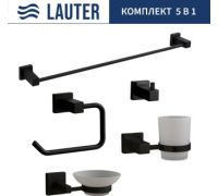 Набор аксессуаров для ванной Lauter 21SH6062 + 21SH6052 + 21SH6092 + 21SH6072 + 21SH6012 Matt Black, 5 предметов