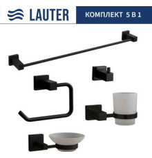 Набор аксессуаров для ванной Lauter 21SH6062 + 21SH6052 + 21SH6092 + 21SH6072 + 21SH6012 Matt Black, 5 предметов