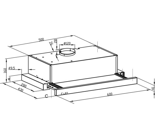 Кухонная вытяжка LEX Hide G 600 серый
