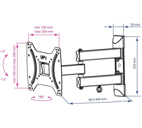 Кронштейн для телевизора Kromax DIX-22 черный