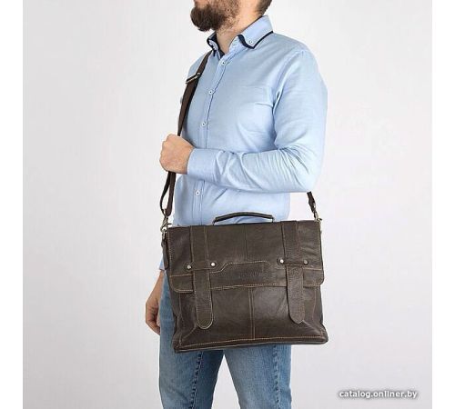 Мужская сумка Poshete 253-01256-26-DBW коричневый
