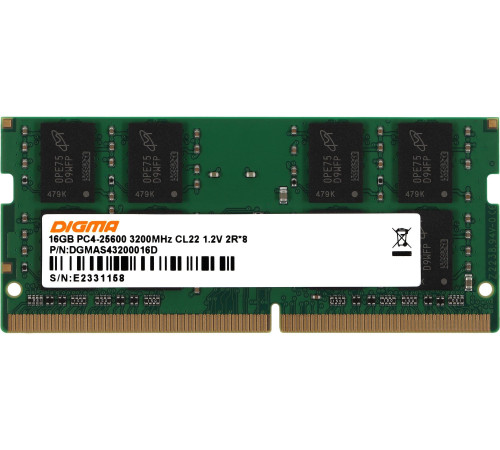 Оперативная память Digma 16ГБ DDR4 SODIMM 3200 МГц DGMAS43200016D