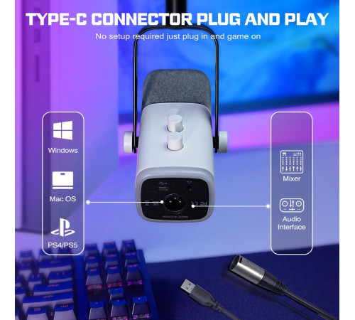 Проводной микрофон FIFINE AM8T белый