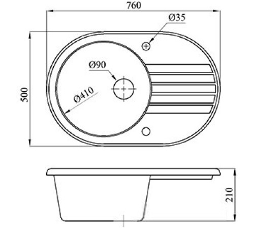 Кухонная мойка БелЭворс Rondo L черный, без сифона
