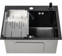 Кухонная мойка Saniteco 5045 PVD с сифоном, дозатором и коландером