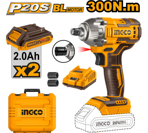 Гайковерт Ingco CIWLI2038 с 2-мя АКБ, кейс