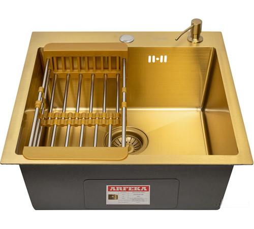 Кухонная мойка ARFEKA ECO AR мойка 500*500, коландер, дозатор GOLD