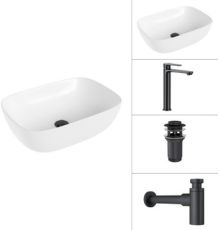 Умывальник Lauter 21493A + Moon 21СК8691BS + сифон 21635B + дон.клапан 21190B черный матовый