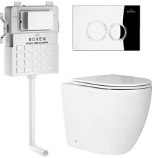 Унитаз приставной Roxen Antares в комплекте с инсталляцией Attach 5 в 1 966891 кнопка: хром глянцевый