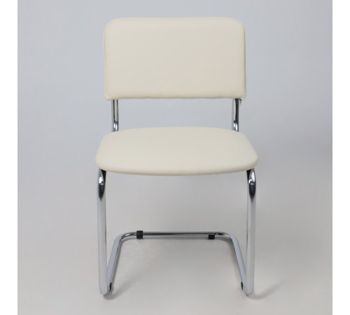 Офисный стул AksHome Славия кремовый кожзам/хром