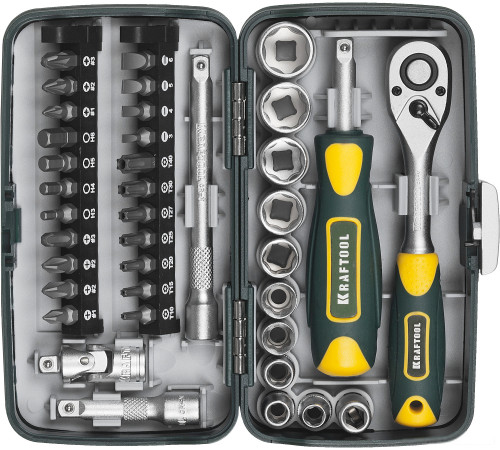 Набор трещотка с головками и битами KRAFTOOL 27970-H38 38 предметов