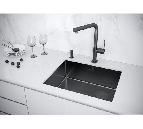 Кухонная мойка Paulmark NEXT-SKEW 54 UNI PM885444-GM черный/вороненая сталь
