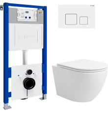 Унитаз подвесной Lauter Vortex 2110830 с кнопкой 219702F квадратная, белый