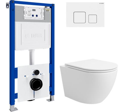 Унитаз подвесной Lauter Vortex 2110830 с кнопкой 219702F квадратная, белый