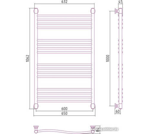 Полотенцесушитель Сунержа Флюид+ 1000x600 00-0222-1060