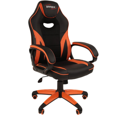 Игровое геймерское кресло Brabix GM-161 черный/оранжевый