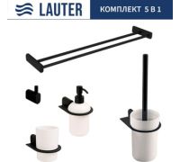Набор аксессуаров для ванной Lauter 21SH2062 + 21SH42092 + 21SH2092 + 21SH42022 + 21SH212 Matt Black, 5 предметов