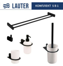 Набор аксессуаров для ванной Lauter 21SH2062 + 21SH42092 + 21SH2092 + 21SH42022 + 21SH212 Matt Black, 5 предметов