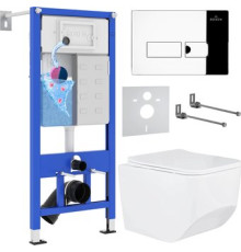 Унитаз подвесной Roxen BOro One Rimless 6 в 1 StounFix Dual Fresh 594218 кнопка: хром