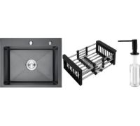 Кухонная мойка Schtoff Best Black 6050 + коландер KR-1 BLACK + дозатор SD-1 BLACK