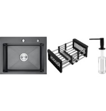 Кухонная мойка Schtoff Best Black 6050 + коландер KR-1 BLACK + дозатор SD-1 BLACK